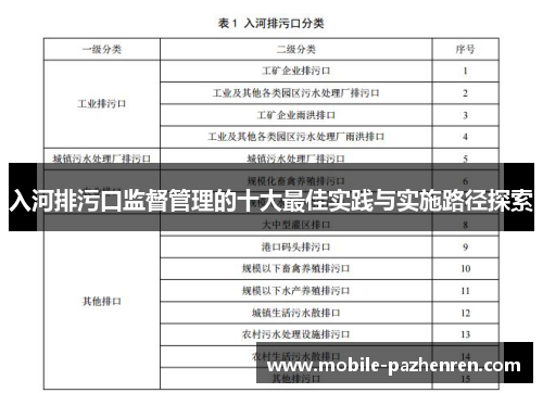 入河排污口监督管理的十大最佳实践与实施路径探索 入河排污口监督管理的十大最佳实践与实施路径探索