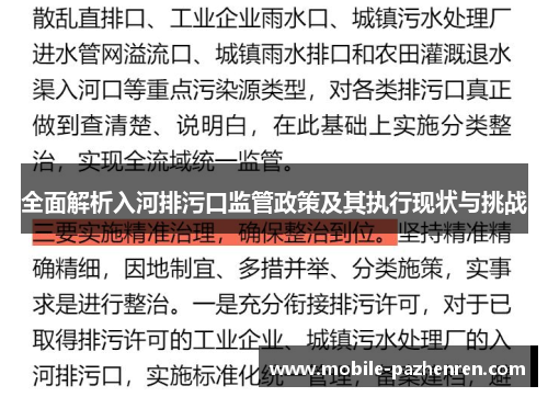 全面解析入河排污口监管政策及其执行现状与挑战 全面解析入河排污口监管政策及其执行现状与挑战